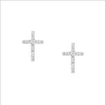 Ellani SS Cubic Zirconia Cross Stud Earrings