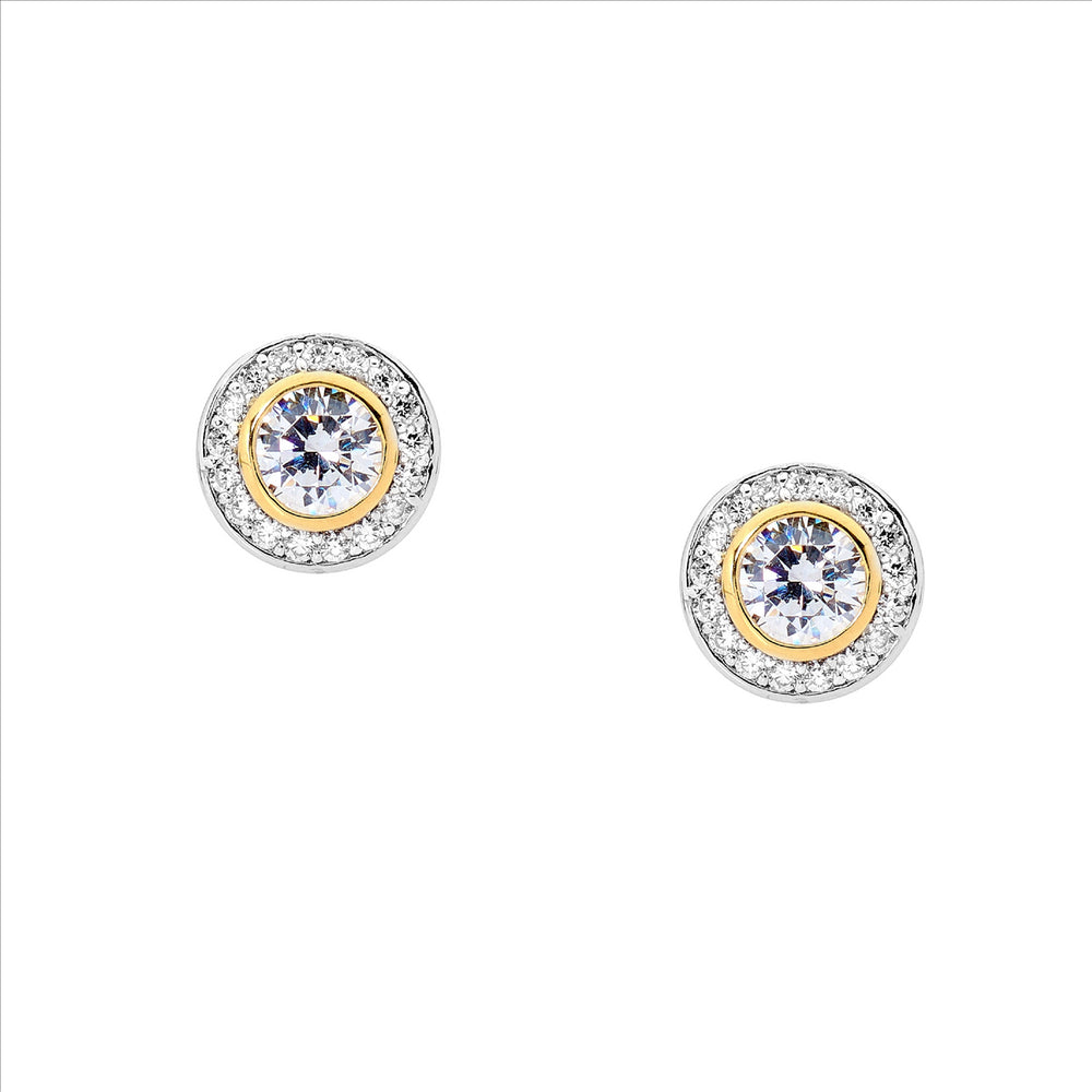 Sterling Silver Gold Plated Cubic Zirconia Earrings