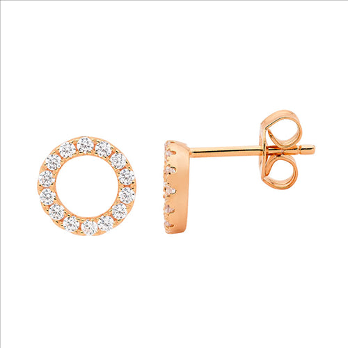 SS RG Plate Circle CZ Studs