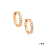 Ellani R/GP SS Cubic Zirconia Plated Hoop Huggie Earrings