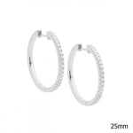 Ellani SS White Cubic Zirconia Hoop Earrings