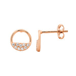 Ellani R/GP SS Cubic Zirconia Open Circle Stud Earrings