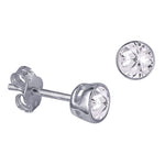 Silver 4mm Birthstone Earrings - April
