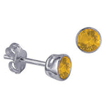 Silver 4mm Birthstone Earrings - November