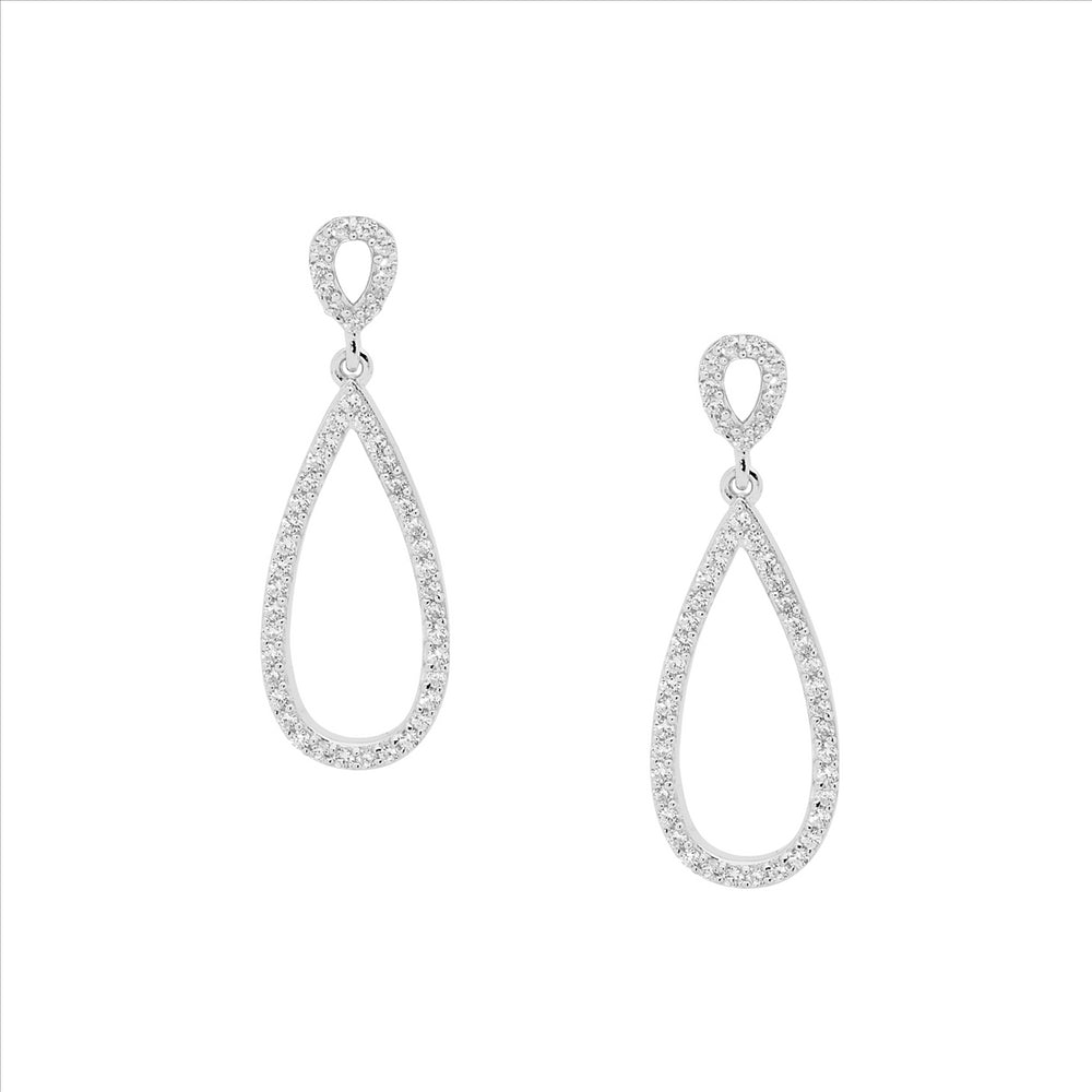 SS Wh CZ Tear Earrings