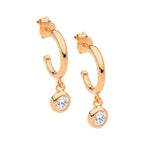 Ellani R/GP SS Hoop Cubic Zirconia Stud Earrings