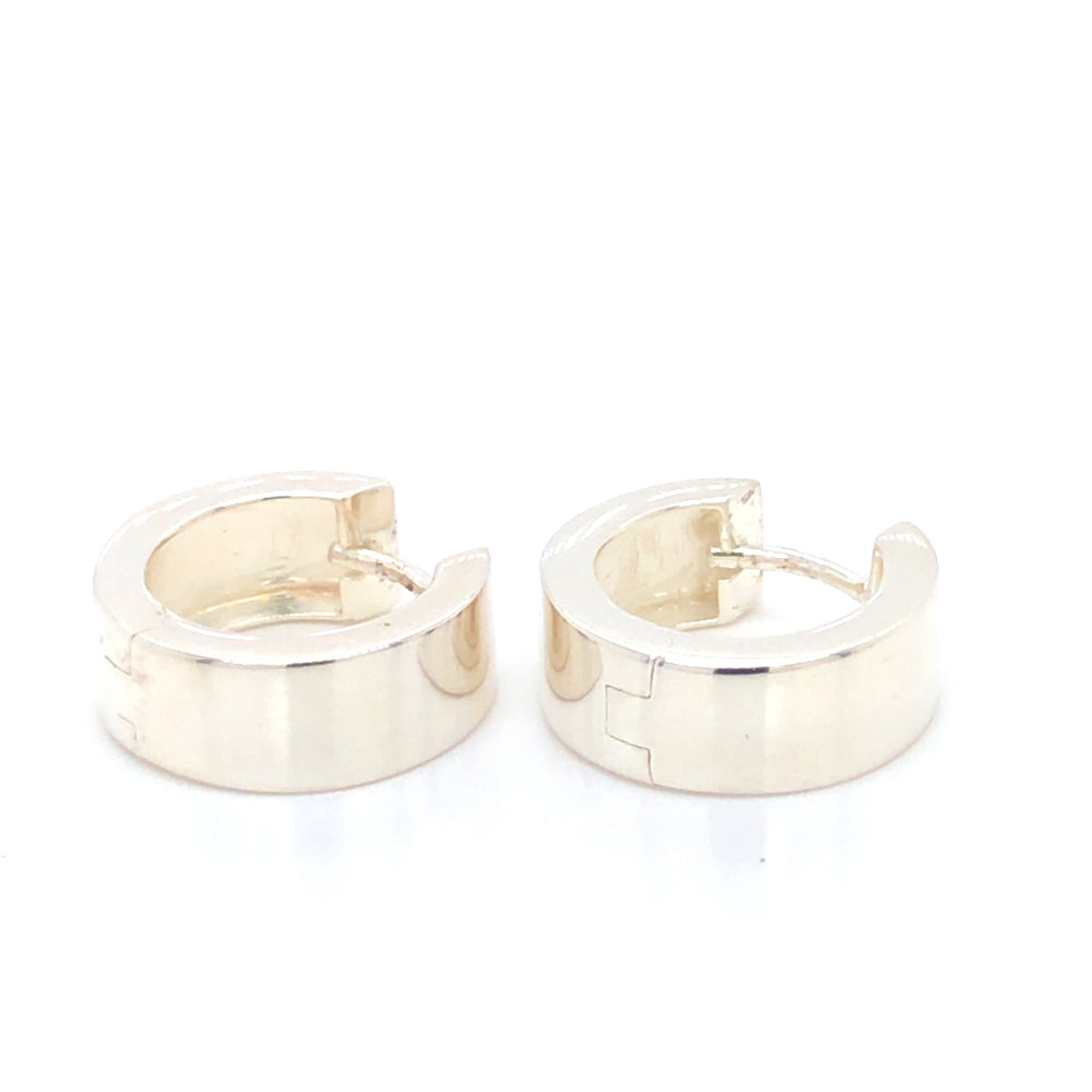Silver Wide Round 10.6mm Huggie Earrings