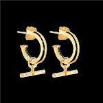 SS YG Plated Hoop & T-Bar Earring