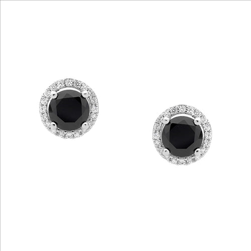 Ellani Silver Cubic Zirconia 7mm Stud Earrings