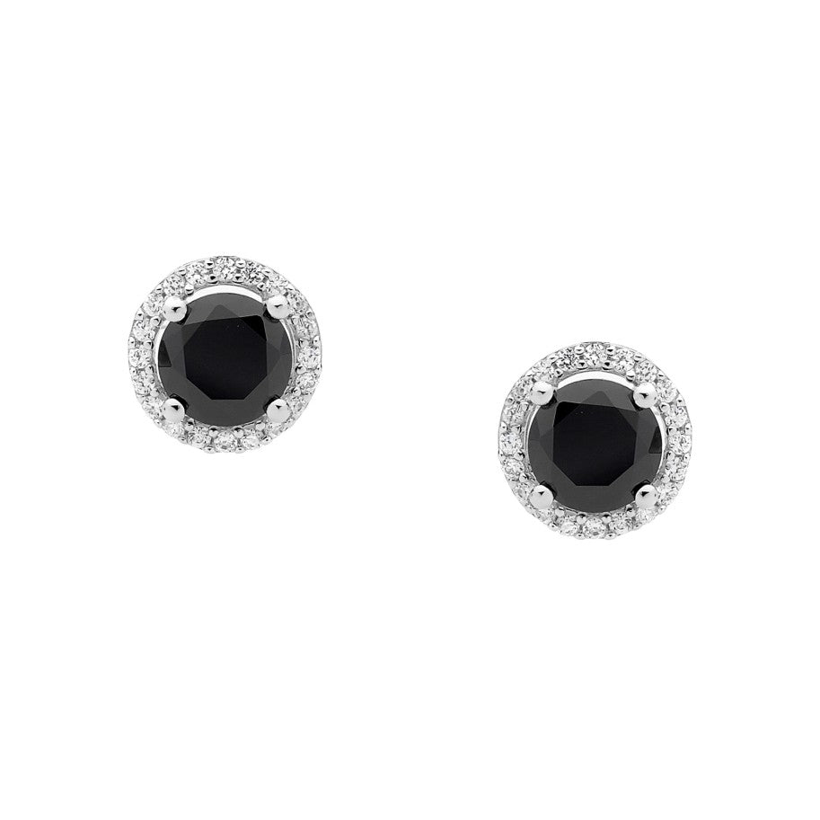 Ellani Silver Cubic Zirconia 7mm Stud Earrings