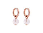 SS Rose Gold Plated Huggie Earring With Removable Rose Quartz Charm