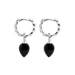 Najo Silver Dew Drop Black Onyx Huggie Earrings