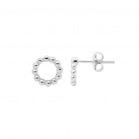 Ellani Silver Circle 9mm Stud Earrings