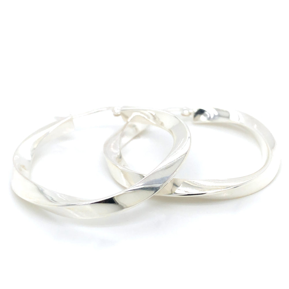 Silver Wave Hoop Earring