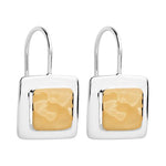 SS YG Plated Square Drop Earrings