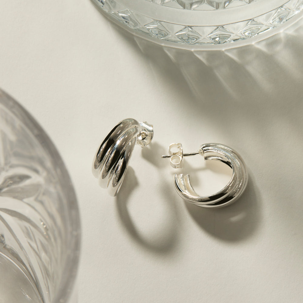 Najo Silver Ripple Hoop Earrings