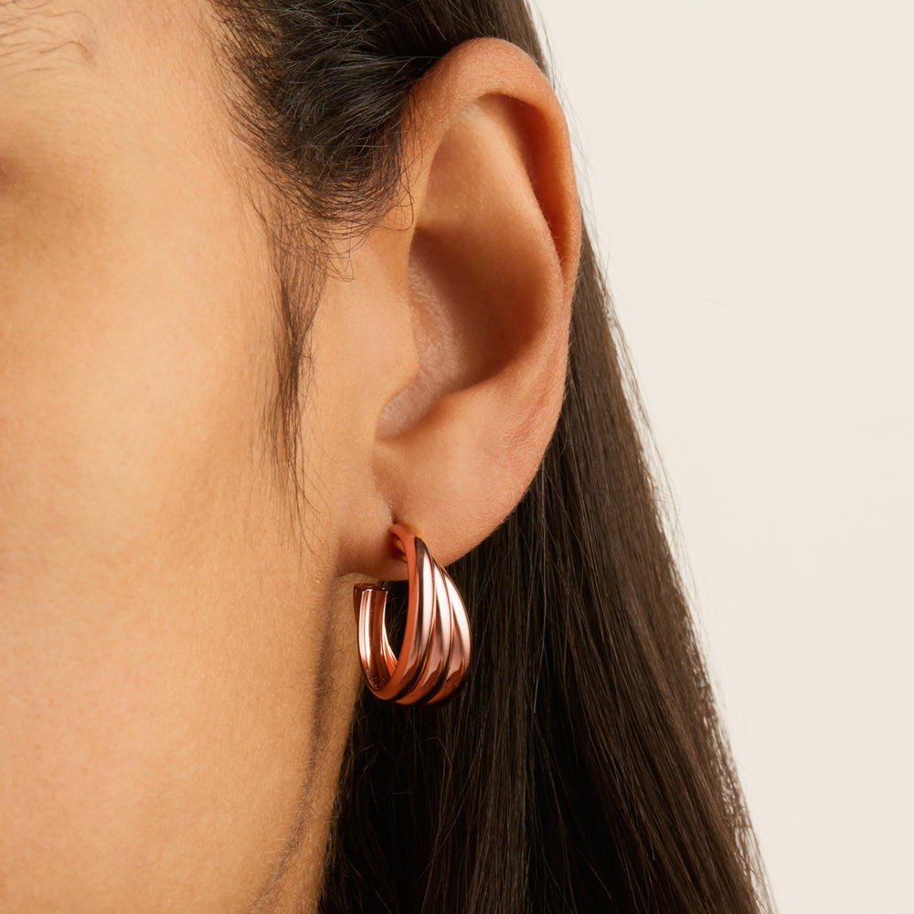 Najo Rose Gold Ripple Hoop Earrings