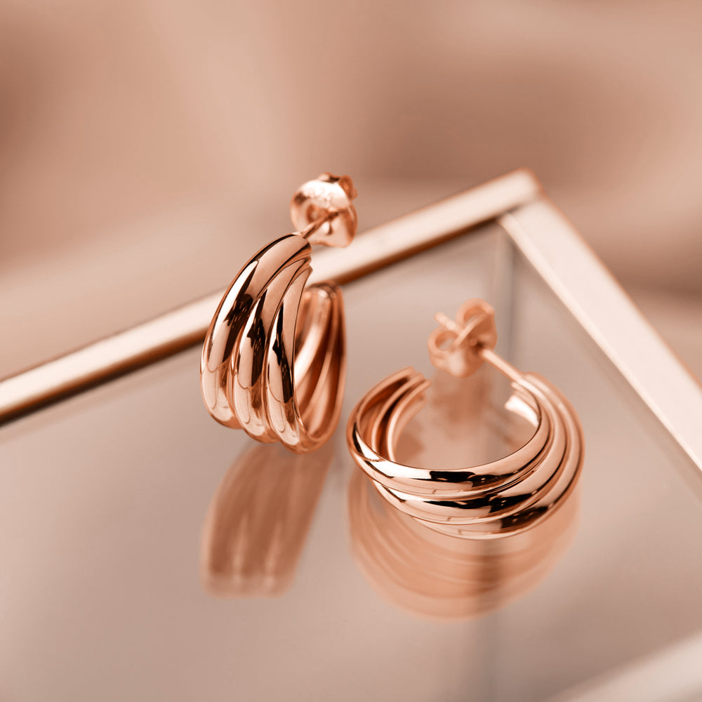 Najo Rose Gold Ripple Hoop Earrings