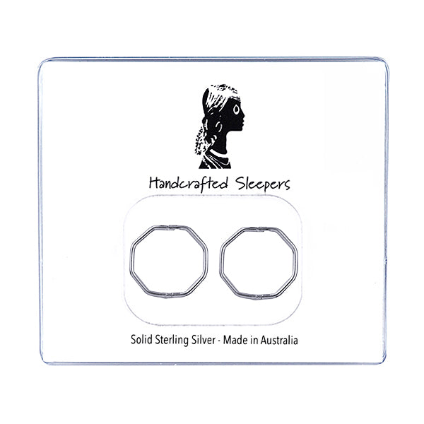 Silver Octagonal 12mm Sleeper Earrings
