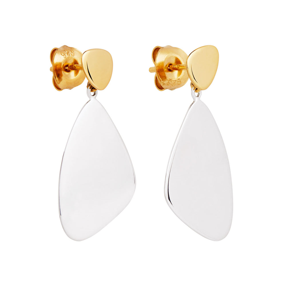 Najo Two Tone Papillon Drop Stud Earrings