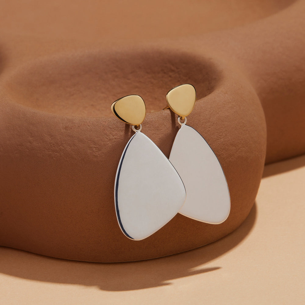 Najo Two Tone Papillon Drop Stud Earrings