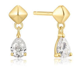 Ania Haie Gold Trailblazer Pyramid Dangle Threaded Stud Earrings