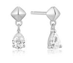 Ania Haie Silver Trailblazer Pyramid Dangle Threaded Stud Earrings