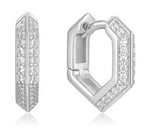 Ania Haie Silver Trailblazer Sparkling Shield Huggie Earrings