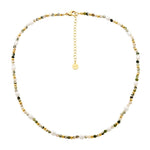 S/Steel Gold Plated l Agate & Freshwater Pearl Necklace