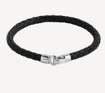 Najo Men Mariner Plaited Black Leather and Steel Bracelet