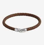 Najo Men Mariner Plaited Tan Leather and Steel Bracelet