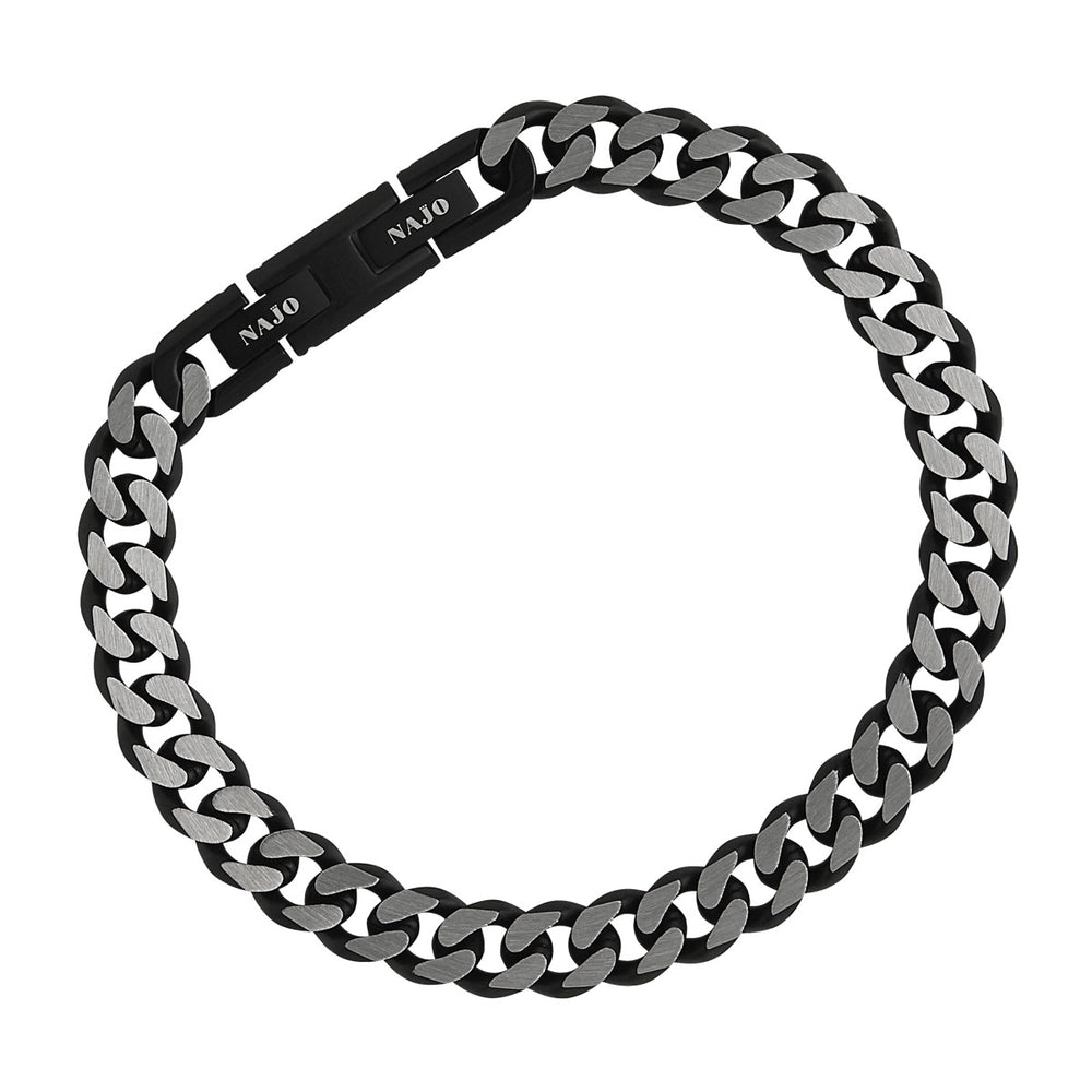 Najo Men Nero Steel Curb Chain Bracelet (Bold)