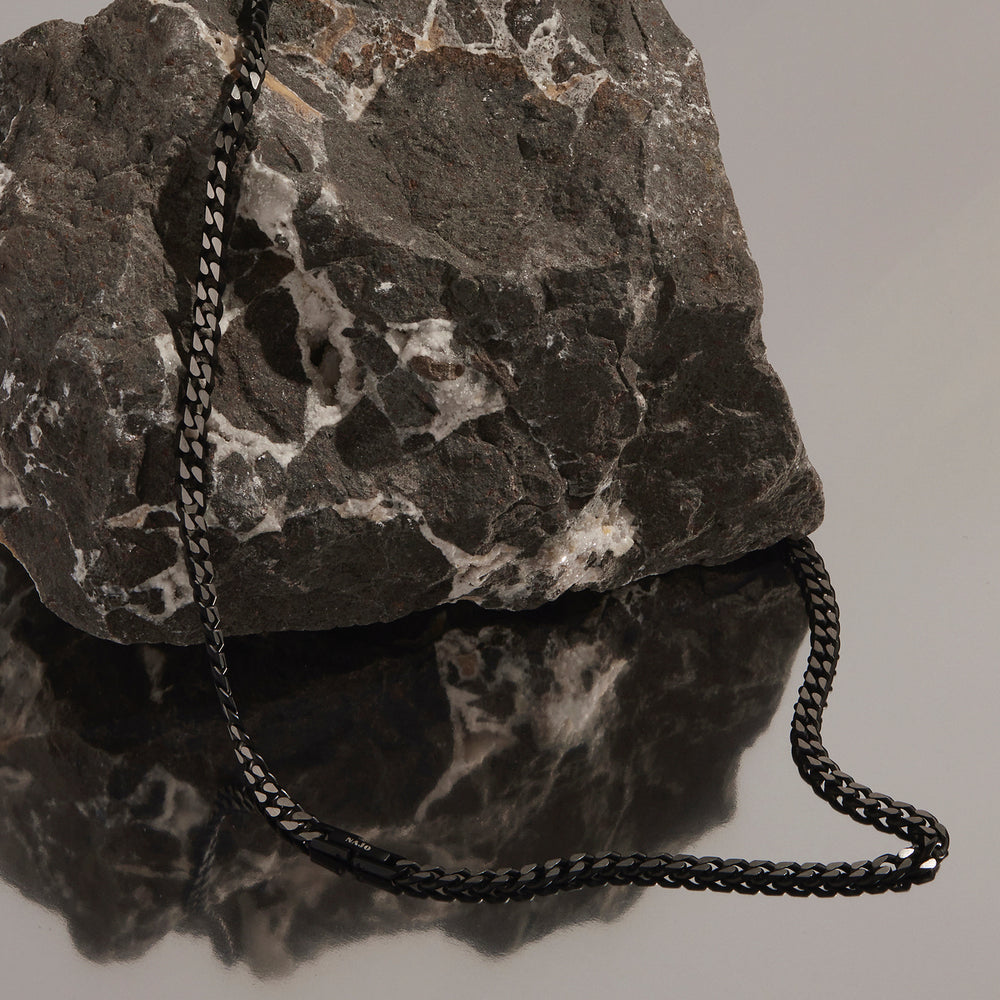 Najo Men Nero Steel Curb Chain Necklace