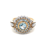 9ct YG Aquamarine & Diamond Ring
