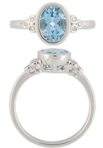 9 Carat White Gold Aquamarine & Diamond Ring