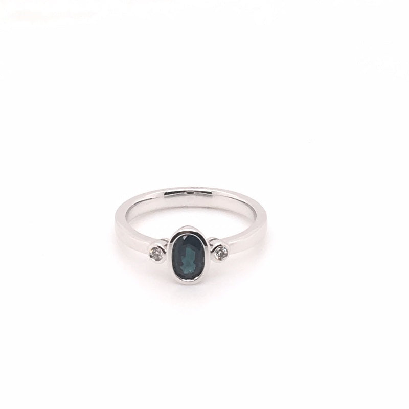 9ct WG Sapphire & Diamond Ring