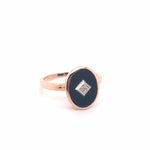 9ct Rose Gold Onyx & Diamond Ring