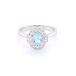 9ct WG Aquamarine & Diamond Ring