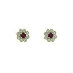9ct WG Ruby & Diamond Stud Earrings