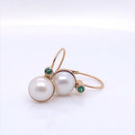 9ct Yellow Gold Pearl & Emerald Earrings