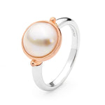 Sterling Silver With Rose Gold Plating Pearl Ring