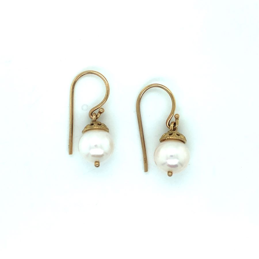 9ct YG Hook Pearl Earring
