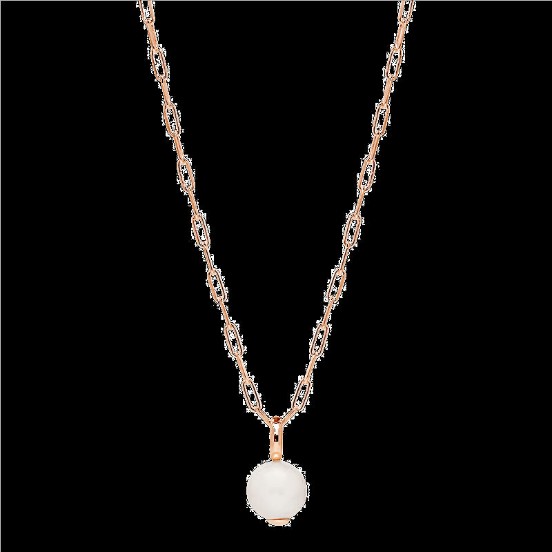 Sterling Silver Rose Gold Plate Pearl Necklace