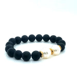 Black Stone Bracelet With Pearls