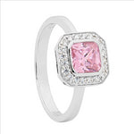 R322PK - SS Pink/White Cubic Zirconia Ring