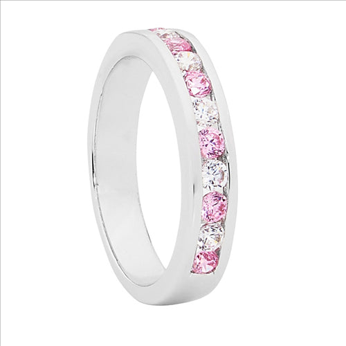 SS Pink & White CZ Ring