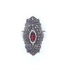 Sterling Silver Marcasite and Garnet Ring