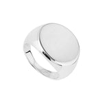 16mm silver flat round signet ring with tapered band SIZE US 9 / UK R 1/2