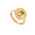 Sterling Silver Yellow Gold Plated Ring With Peridot