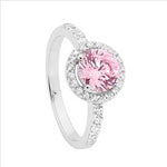 Sterling Silver Pink & White Cubic Zirconia Ring